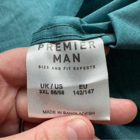 Atlas for Men SS Pilot Short Sleeve Button Down Shirt in Teal Sz 3XL NEW - Picture 7 of 10